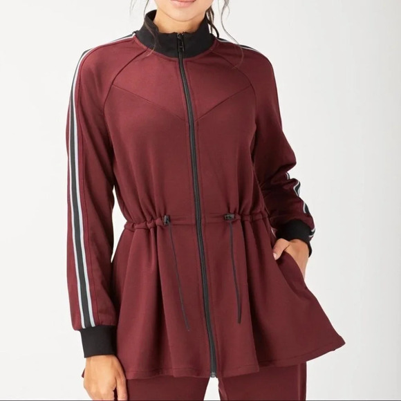 Michi Turbo Track Jacket Wine Red Cinch Waist XS Full Zip Activewear - Picture 1 of 12